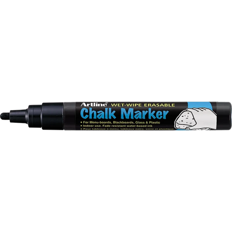 Chalk Marker, EPW-4, Bullet Style, 2.0 mm, Black, Unit