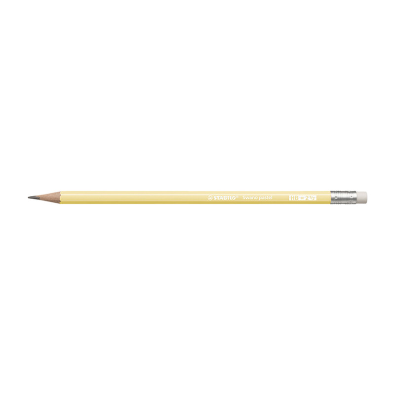 Graphite Pencils, Swano, HB, Pastel Yellow Shaft, Hexagonal body, 2.2 mm Lead, w/Eraser, Box x 12 Pcs.