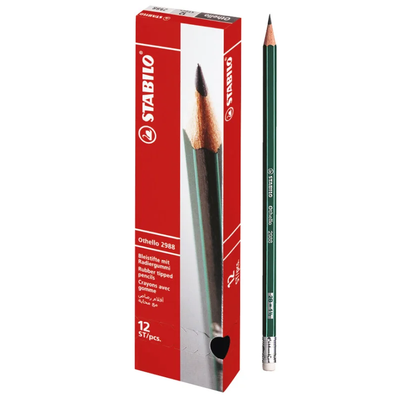 Drawing Pencils, Othello, 2B, Hexagonal body, 2.2-3.0 mm Lead, w/Eraser, Box x 12 Pcs.