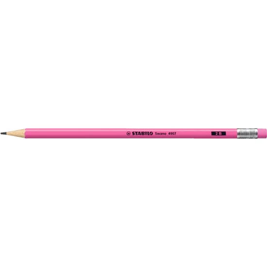 Graphite Pencils, Swano, HB, Neon Pink Shaft, Hexagonal body, 2.2 mm Lead, w/Eraser, Box x 12 Pcs.