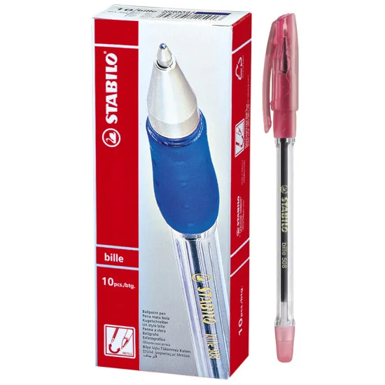 Ballpoint Pen, Bille 508, Fine Tip 0.4 mm, Red, Box x 10 pcs.