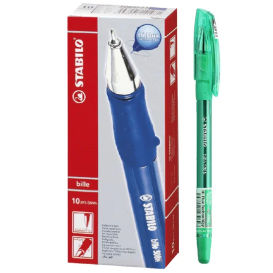 Ballpoint Pen, Bille Hi-Flux 508NF, Needle Tip 0.38 mm, Green, Box x 10 pcs.