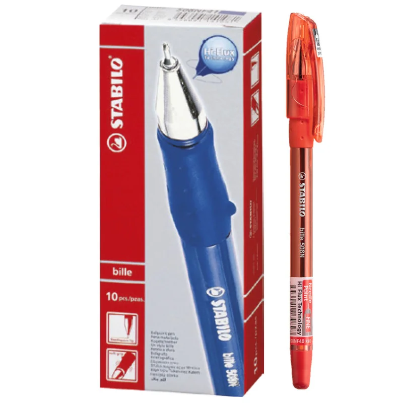 Ballpoint Pen, Bille Hi-Flux 508NF, Needle Tip 0.38 mm, Red, Box x 10 pcs.