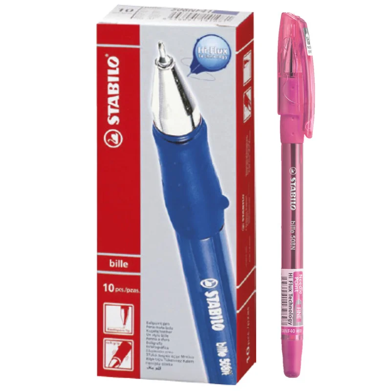 Ballpoint Pen, Bille Hi-Flux 508NF, Needle Tip 0.38 mm, Pink, Box x 10 pcs.