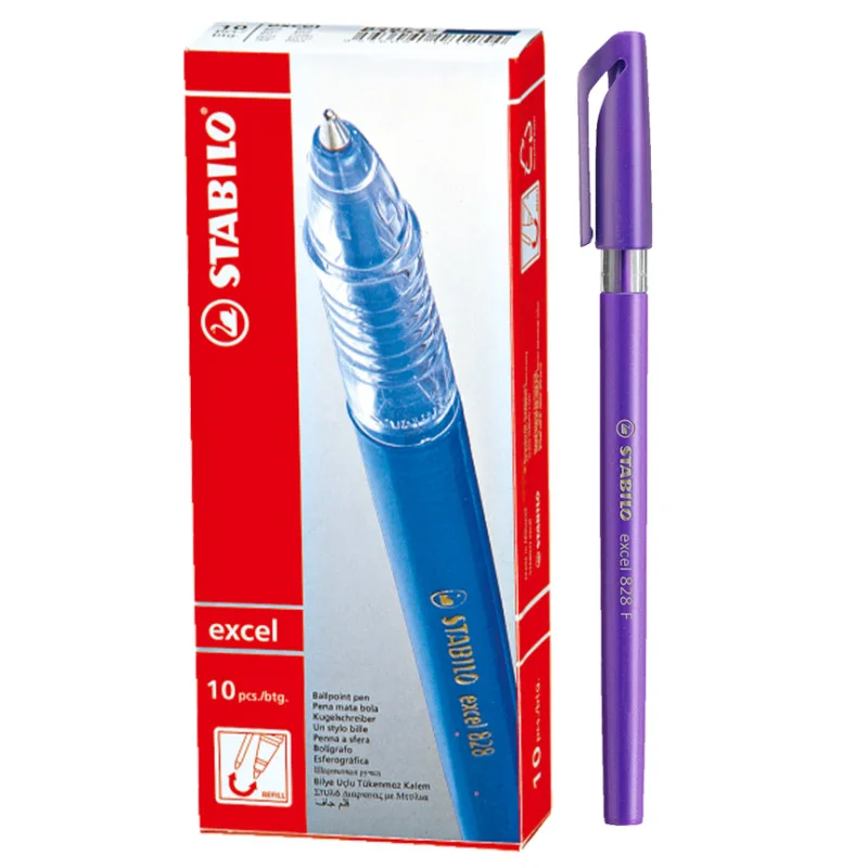 Ballpoint Pen, Excel 828, Fine Tip 0.38 mm, opaque body, Purple, Box x 10 pcs.