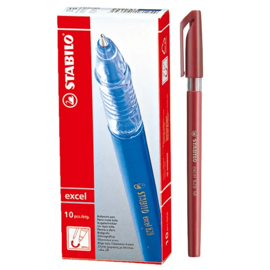 Ballpoint Pen, Excel 828, Medium Tip 0.45 mm, opaque body, Red, Box x 10 pcs.