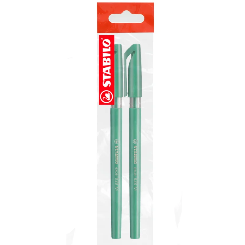 Ballpoint Pen, Excel 828, Medium Tip 0.45 mm, opaque body, Green, Pack x 2 Units.