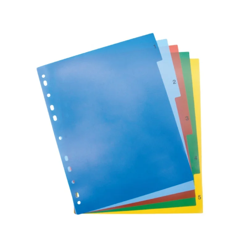 Index Tab Dividers, Multicolor, A4 Size, Numbers 1 to 5