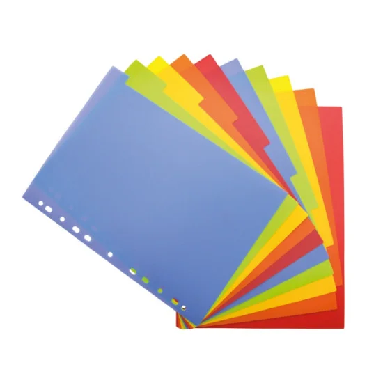 Index Tab Dividers, Multicolor, A4 Size, Plain Colores, 10 Units.