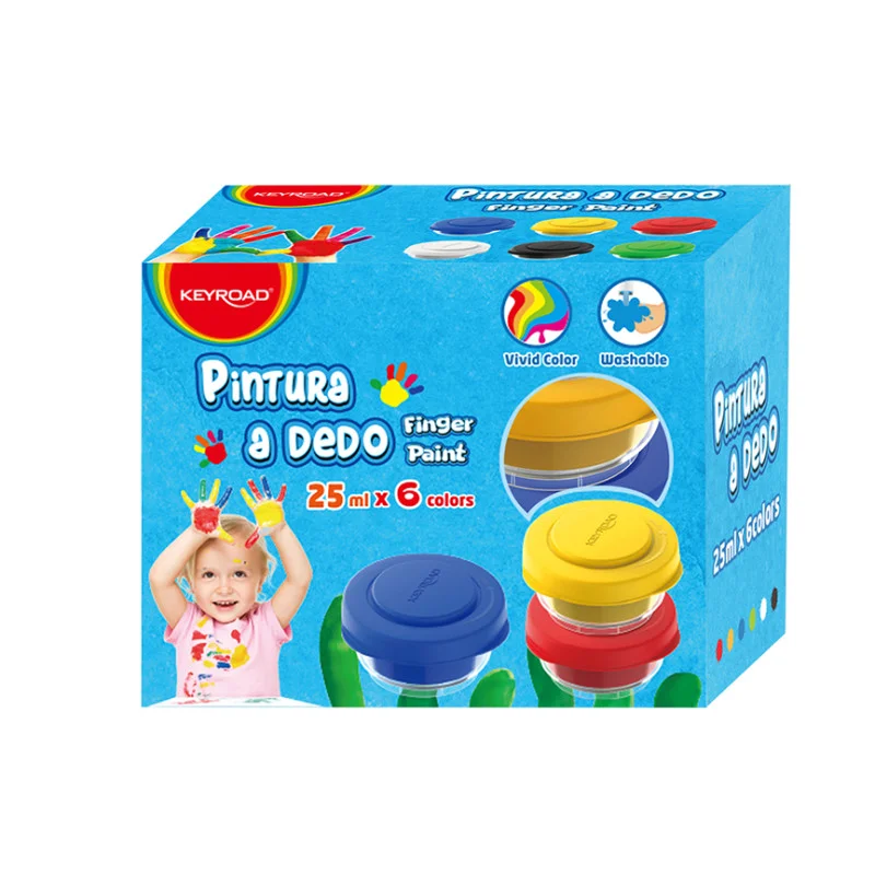 Pintura al Dedo Escolar, Caja x 6 Colores x 25 mL.