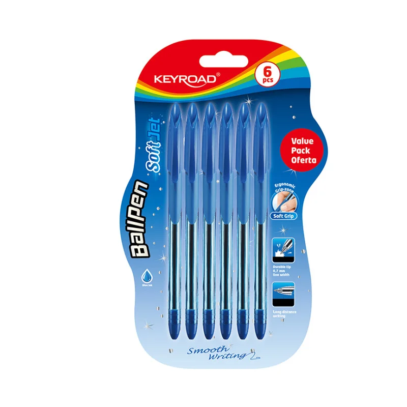 Ballpoint pen with grip, 0,7 mm, Blister x 6 blue