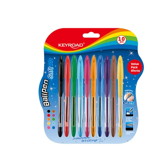 Ballpoint pen with grip, 0,7 mm, Blister x 10 assorted