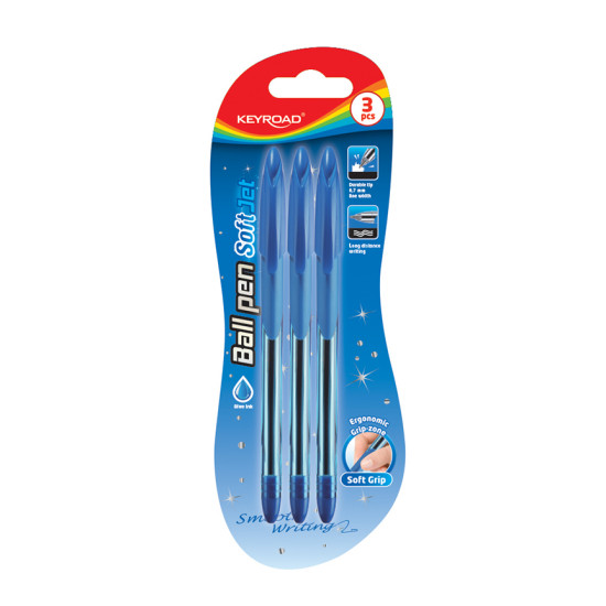 Ballpoint pen with grip, 0,7 mm, Blister x 3 blue