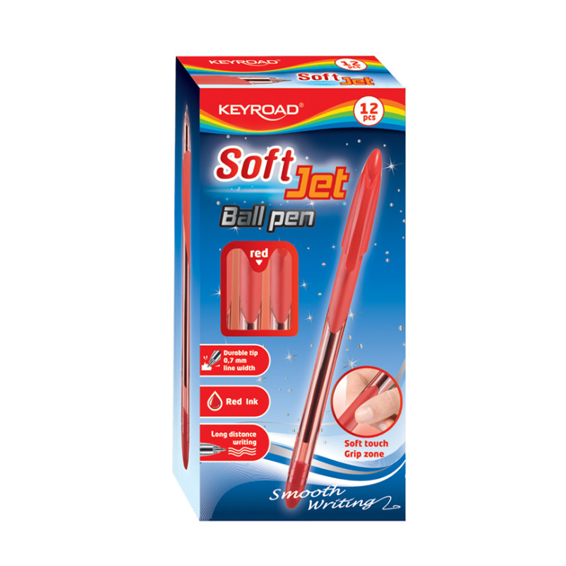 Ballpoint pen with grip, 0,7 mm, Box x 12 red