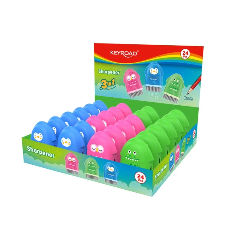 Sharpener w/cont. + eraser +  + borra + brush Rocky-Docky, Displ x 24 Pcs.