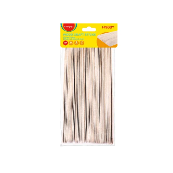 Wood craft sticks, natural color,200mmx24mmx1.6mm, 50pcs, with header, grade A.