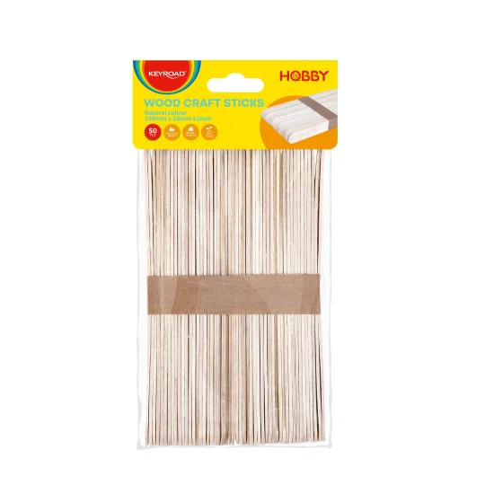 Wood craft sticks, natural color,150mmx18mmx2mm, 50pcs, with header