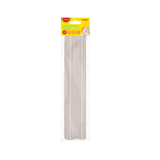 Wood dowels, natural color, 5mm(6pcs) + 8mm(4pcs), all length 300mm,with header