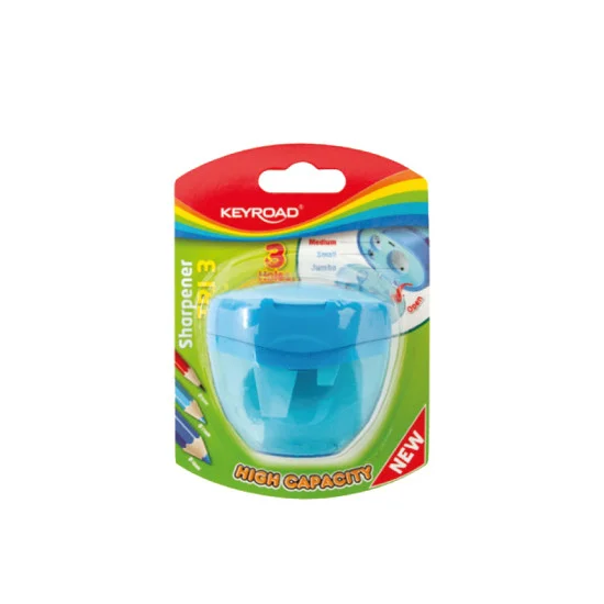 Sharpener Jumbo with cont.+cover, 3 H., Blister x Pc.