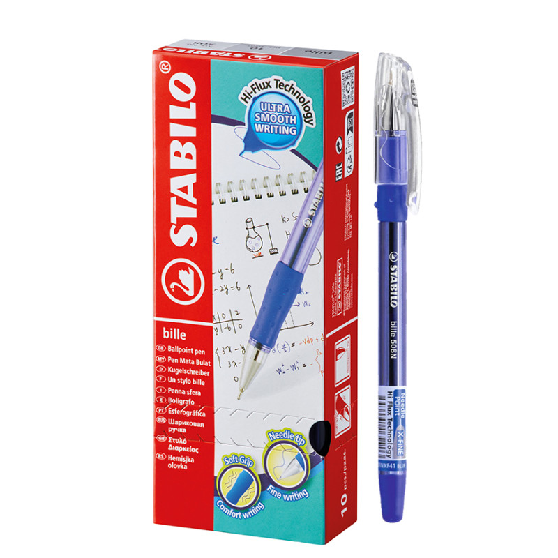 Ballpoint Pen, Bille Hi-Flux 508NXF, Needle Tip 0.35 mm, Blue, Box x 10 pcs.