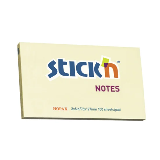 Adhesive Notes, Yellow, 3" x 5" (76 mm x 127 mm), Pad x 100 sheets