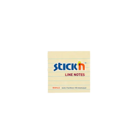 Adhesive Line Notes, Yellow, 3" x 3" (76 mm x 76 mm), Pad x 100 sheets