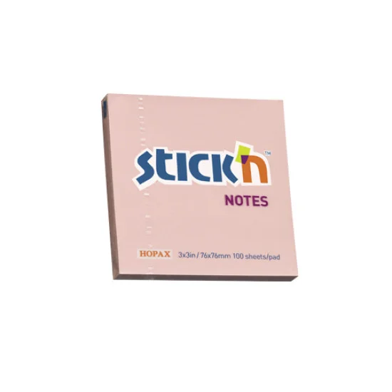 Adhesive Notes, Pastel Pink, 3" x 3" (76 mm x 76 mm), Pad x 100 sheets