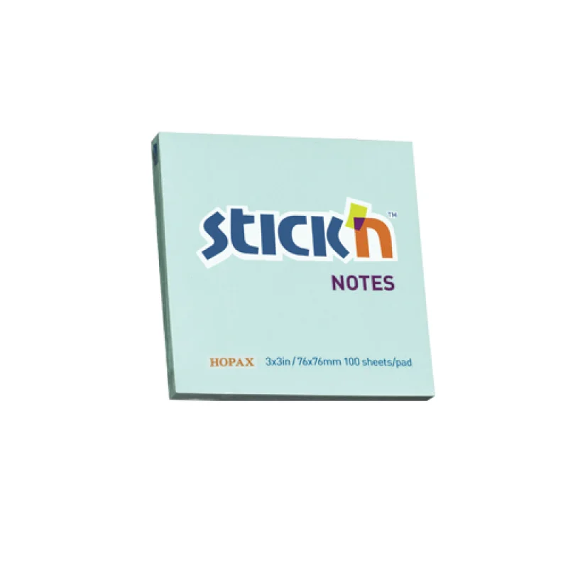 Adhesive Notes, Pastel Blue, 3" x 3" (76 mm x 76 mm), Pad x 100 sheets