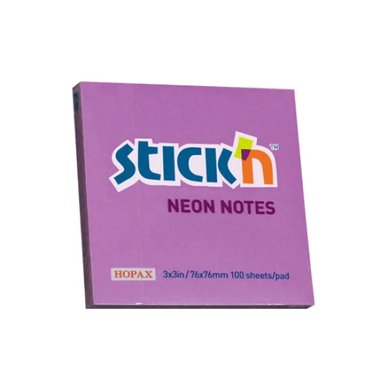 Adhesive Notes, Neon Purple, 3" x 3" (76 mm x 76 mm), Pad x 100 sheets