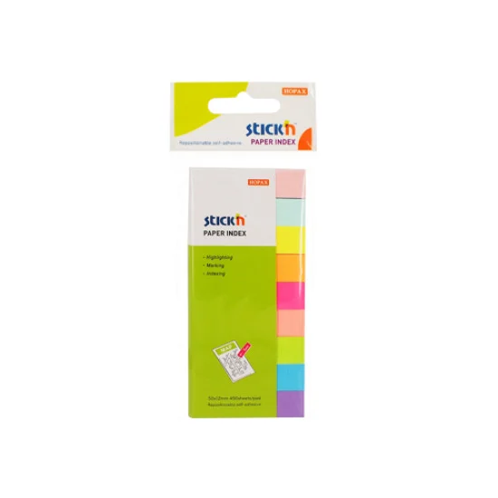 Paper Index, (50 mm x 12 mm), 50 Strips x Color, Pack x 9 Pastel Colors