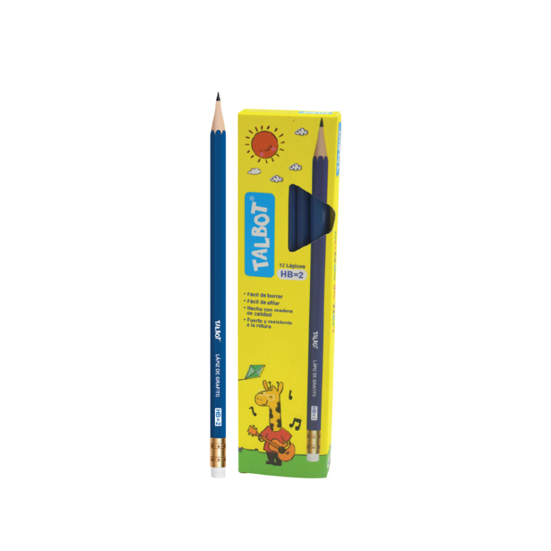 Graphite Pencils, TS, HB, Blue Shaft, Hexagonal body, 2.2 mm Lead, w/Eraser, Box x 12 Pcs.