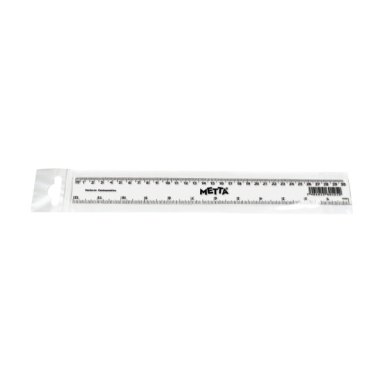 Plastic Ruler, 12" (30 cm.). Clear. Pack x 1