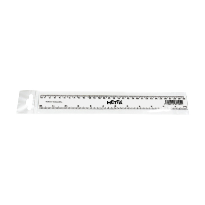 Plastic Ruler, 12" (30 cm.). Clear. Pack x 1