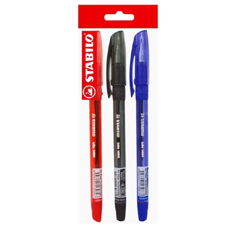 Ballpoint Pen, Bille Hi-Flux 508NF, Needle Tip 0.38 mm, Pack x 3 Units., Blue, Black, Red