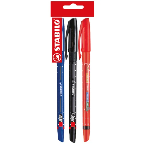 Ballpoint Pen, Exam Grade 588, Medium Tip 0.4 mm, Pack x 3 Units, Blue, Black, Red