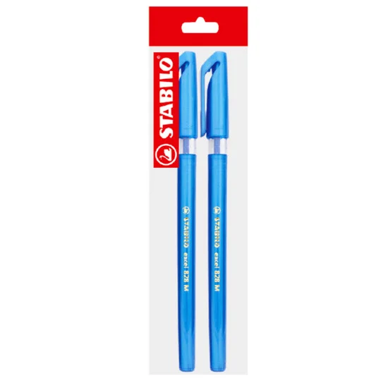 Ballpoint Pen, Excel 828, Medium Tip 0.45 mm, opaque body, Blue, Pack x 2 Units.