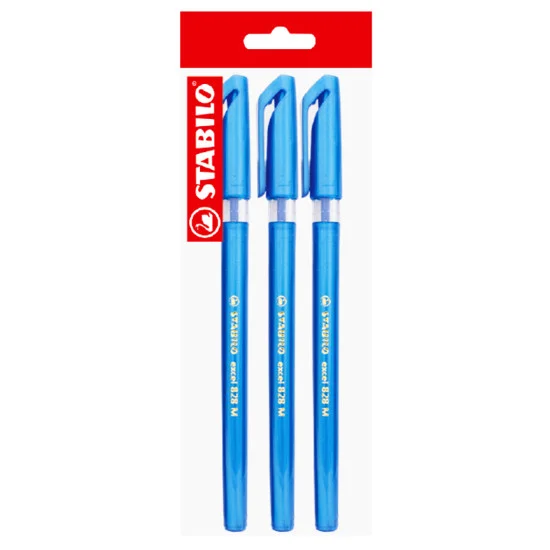 Ballpoint Pen, Excel 828, Medium Tip 0.45 mm, opaque body, Blue, Pack x 3 Units.