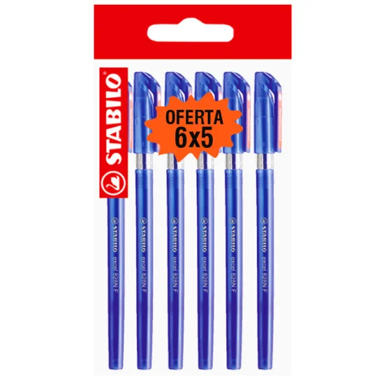 Ballpoint Pen, Excel 828NF, Needle Tip 0.38 mm, opaque body, Blue, Pack x 6 Units.