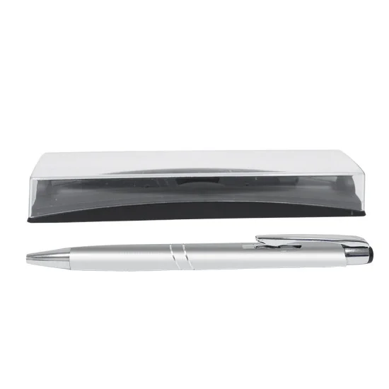 Executive Ballpoint Pen, SKS868, Medium Tip, Blue Ink, Silver Shaft + Plastic Box. Box x 1 Unit.