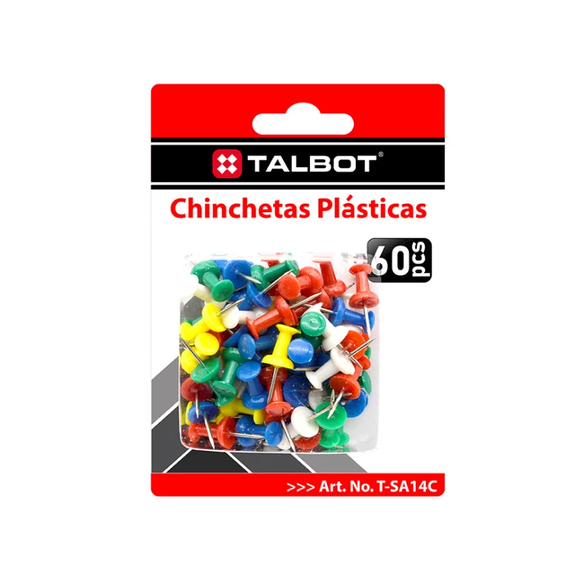 Colored Push Pins, Blistercard x 60 pcs.