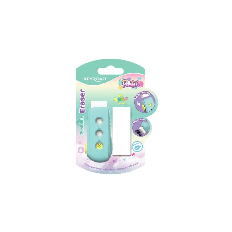 Pushable eraser +1 refill, Pastel Collection-  Blister x 1 Pc.