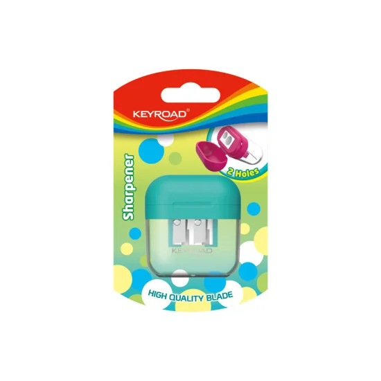 Sharpener w/container, 2 holes, Blister 