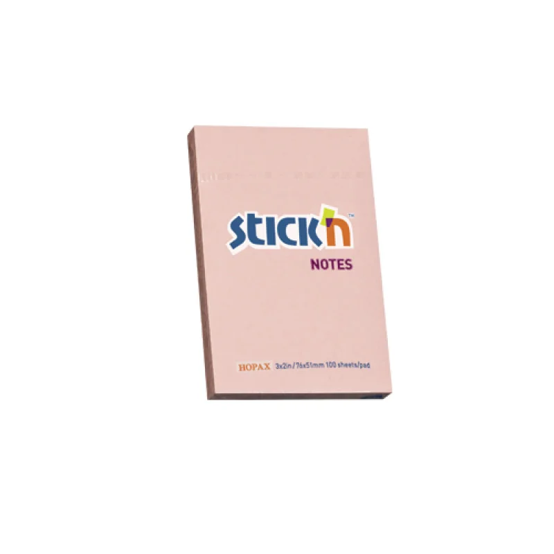 Adhesive Notes, Pastel Pink, 3" x 2" (76 mm x 51 mm), Pad x 100 sheets