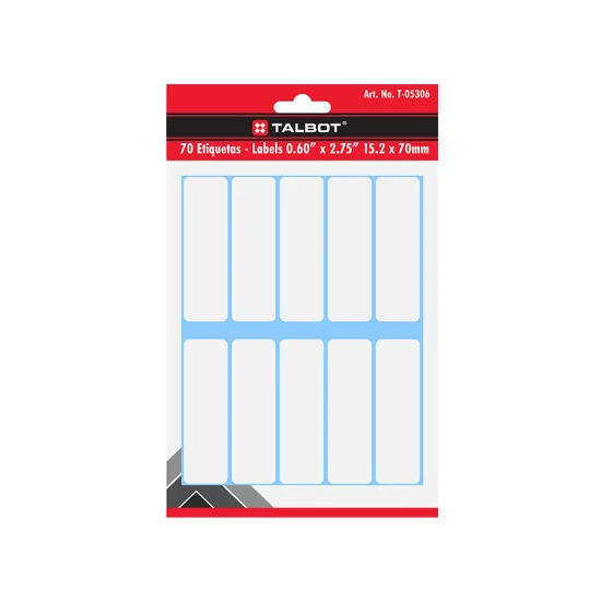 Etiquetas para Folder, Blancas, Tam. 0.60" x 2.75", Pack x 70 Labels