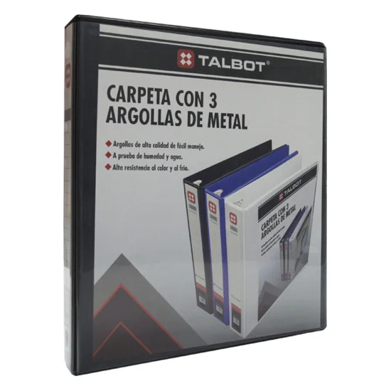 Carpeta con Visor, 3 Argollas, O-Ring, 1.0 pulg, Tam. Carta, Negro, 1 Und.