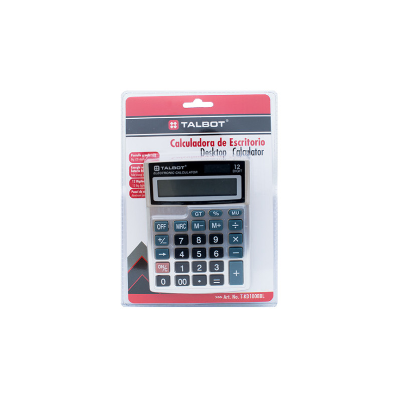 Medium Size, 12-Digit Desktop Calculator, Solar and Battery, Blister x 1 Unit.