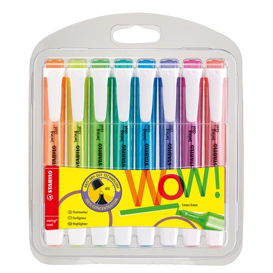 Highlighter, Swing Cool, Chisel Tip 1.0-4.0 mm, Fluo Colors, Wallet x 8 Units. Assorted Colors