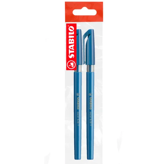 Ballpoint Pen, Excel 828, Fine Tip 0.38 mm, opaque body, Blue, Pack x 2 Units.